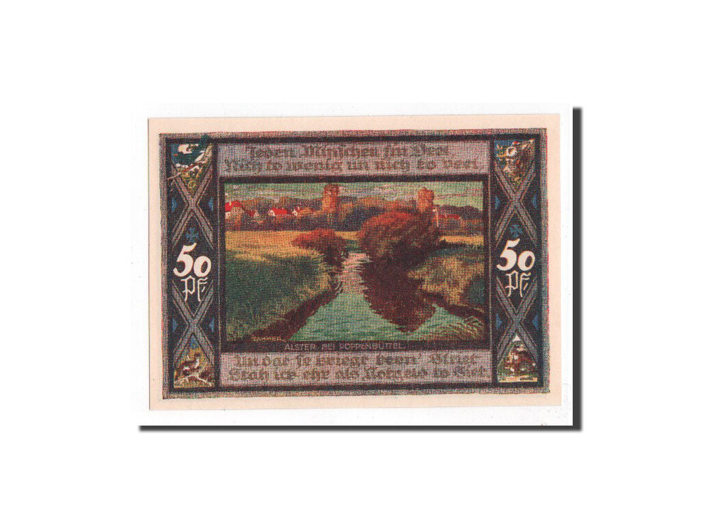 Billet, Allemagne, Poppenbüttel, 50 Pfennig, paysage 4, 1921, 1921-07-01, NEUF