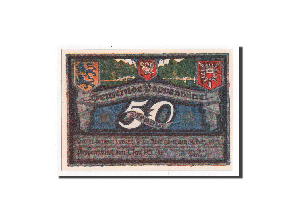 Billet, Allemagne, Poppenbüttel, 50 Pfennig, paysage 5, 1921, 1921-07-01, NEUF