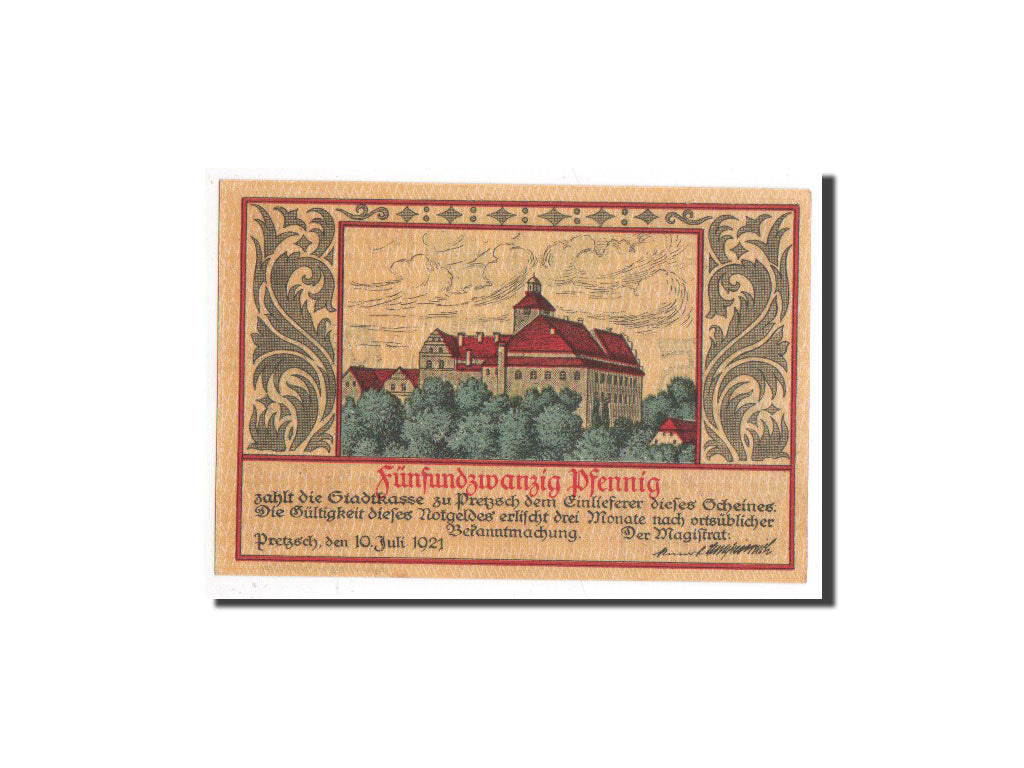 Billet, Allemagne, Pretzsch, 25 Pfennig, Batiment, 1921, 1921-07-10, NEUF