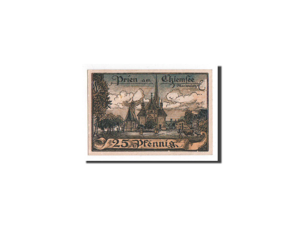 Billet, Allemagne, Prien, 25 Pfennig, Eglise, 1920, 1920-12-01, NEUF