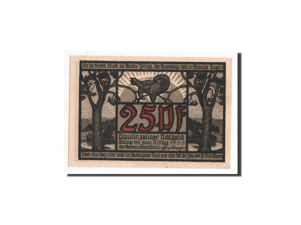 Biljet, Duitsland, Paulinzella, 25 Pfennig, paysage, O.D, Undated, NIEUW