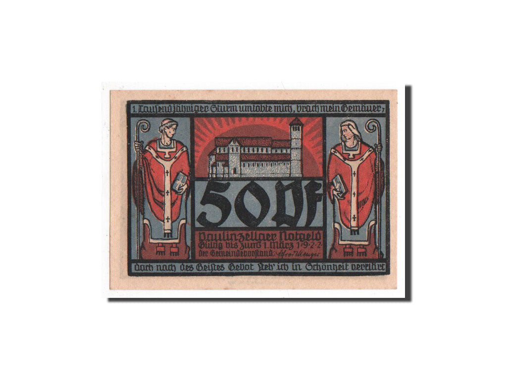 Billete, Alemania, Paulinzella, 50 Pfennig, Monument, O.D, Undated, UNC