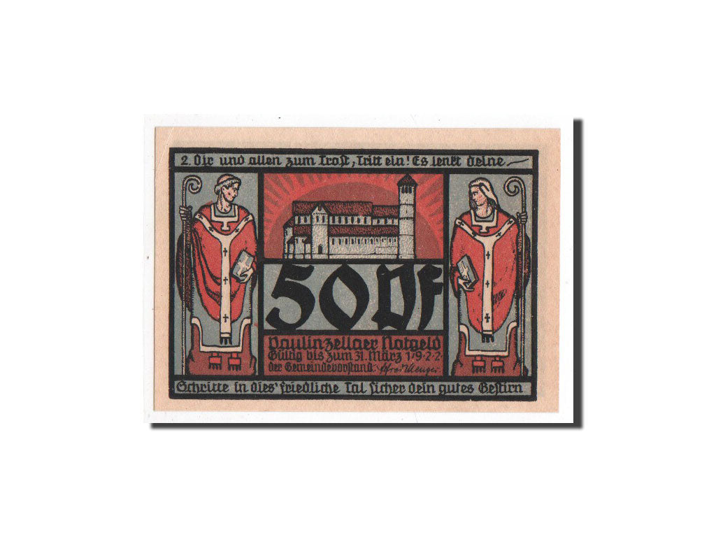 Billet, Allemagne, Paulinzella, 50 Pfennig, monument 1, O.D, Undated, NEUF