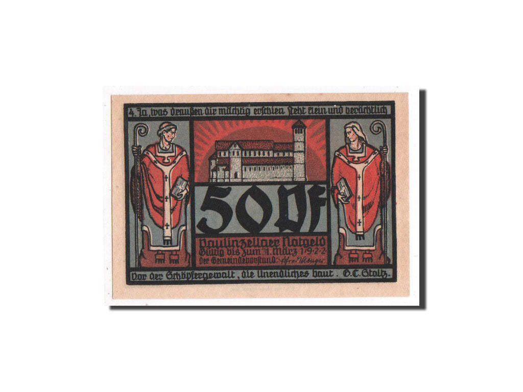 Billete, Alemania, Paulinzella, 50 Pfennig, monument 3, O.D, Undated, UNC
