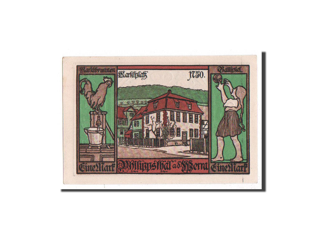 Biljet, Duitsland, Philippsthal a werra, 1 Mark, Maison, 1921, 1921-10-01