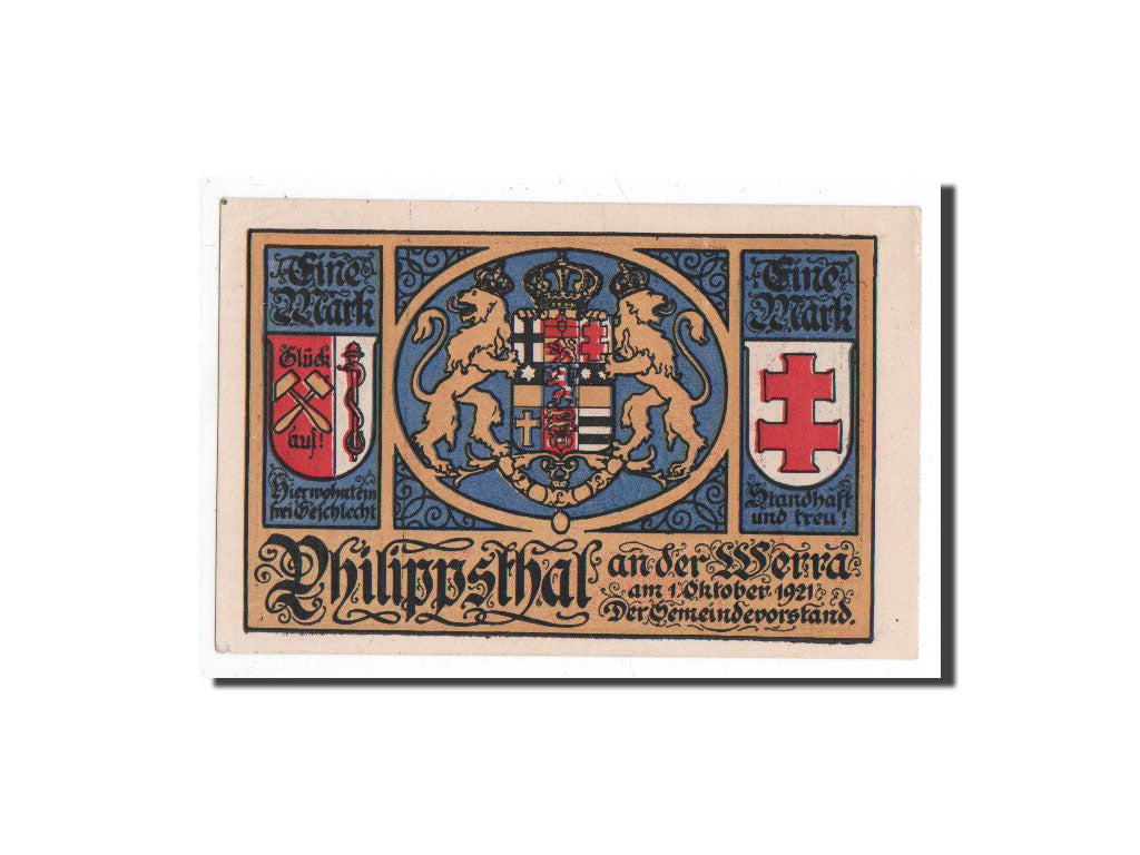 Biljet, Duitsland, Philippsthal a werra, 1 Mark, personnage 1, 1921, 1921-10-01