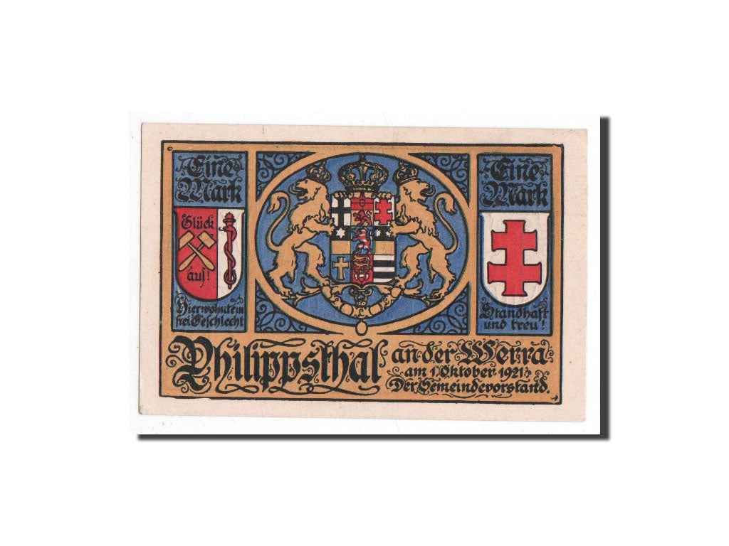 Billete, Alemania, Philippsthal a werra, 1 Mark, maison 2, 1921, 1921-10-01