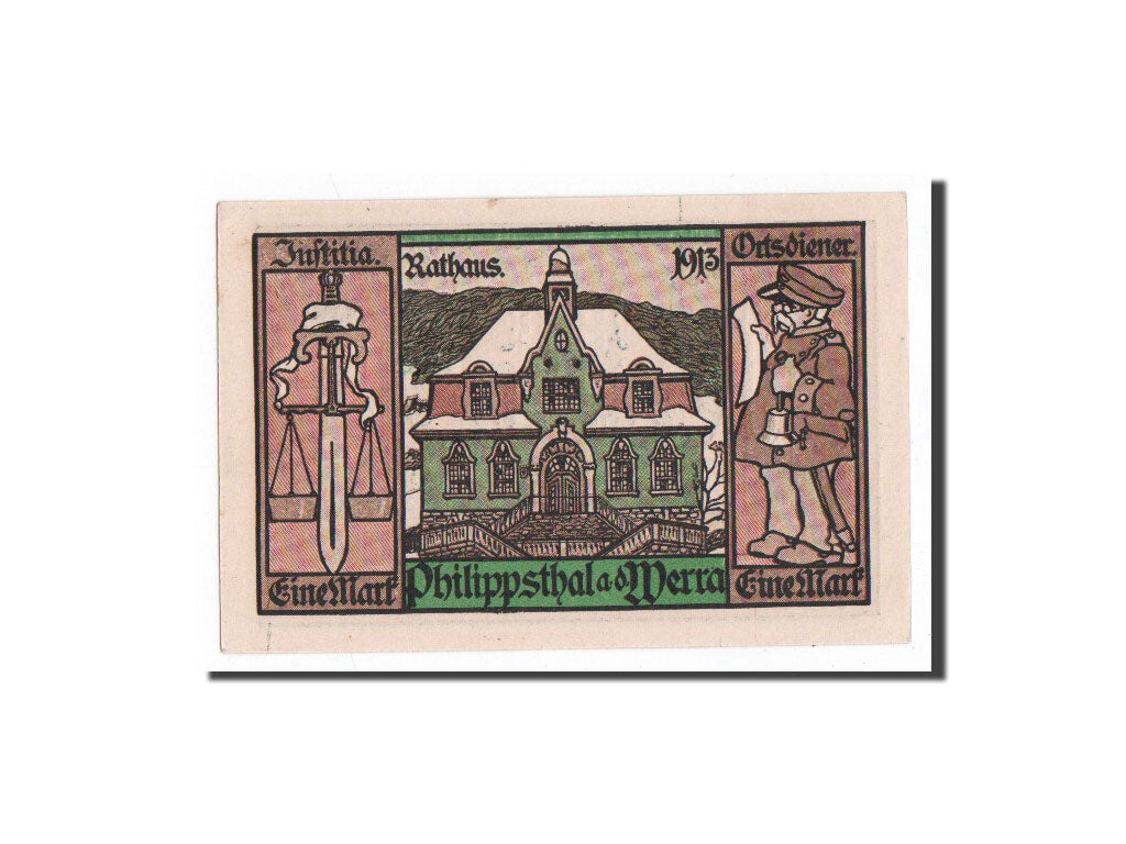 Billete, Alemania, Philippsthal a werra, 1 Mark, maison 2, 1921, 1921-10-01