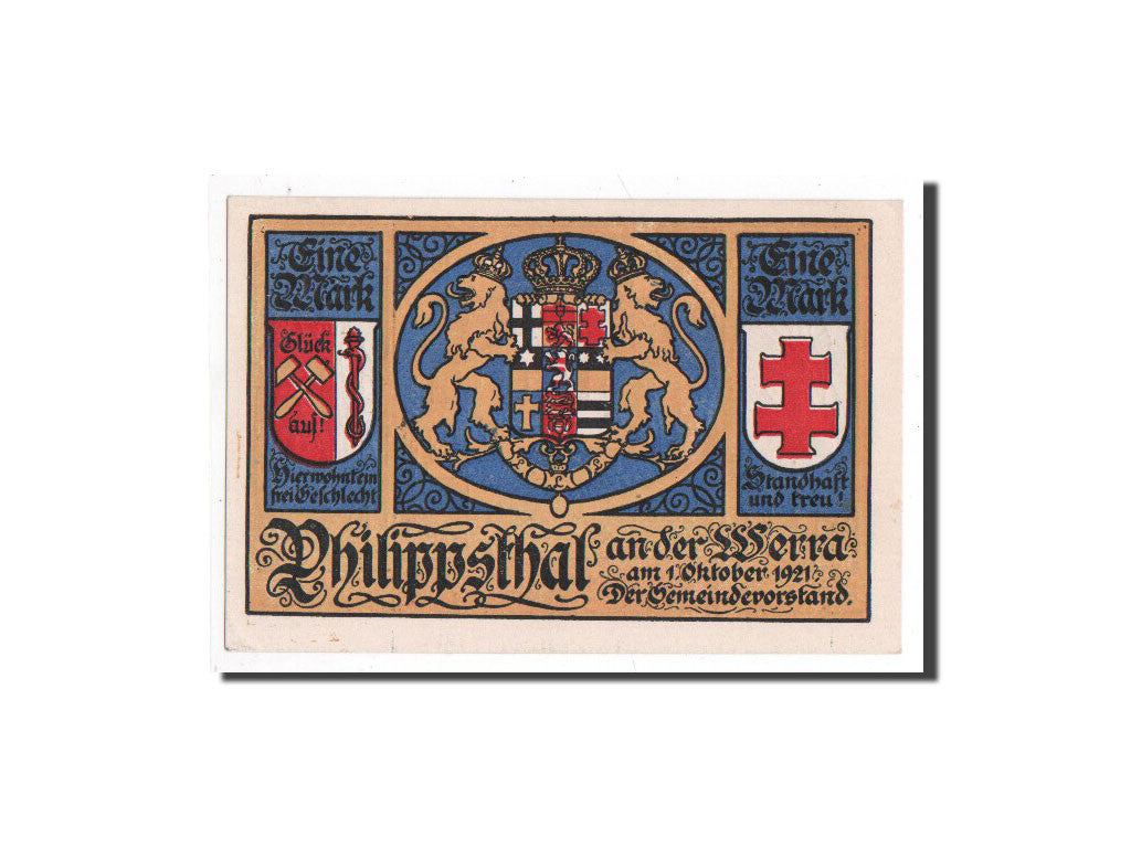 Billete, Alemania, Philippsthal a werra, 1 Mark, maison 3, 1921, 1921-10-01