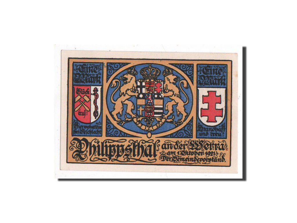 Biljet, Duitsland, Philippsthal a werra, 1 Mark, Monument, 1921, 1921-10-01