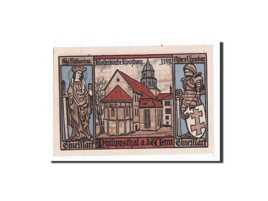 Biljet, Duitsland, Philippsthal a werra, 1 Mark, Monument, 1921, 1921-10-01