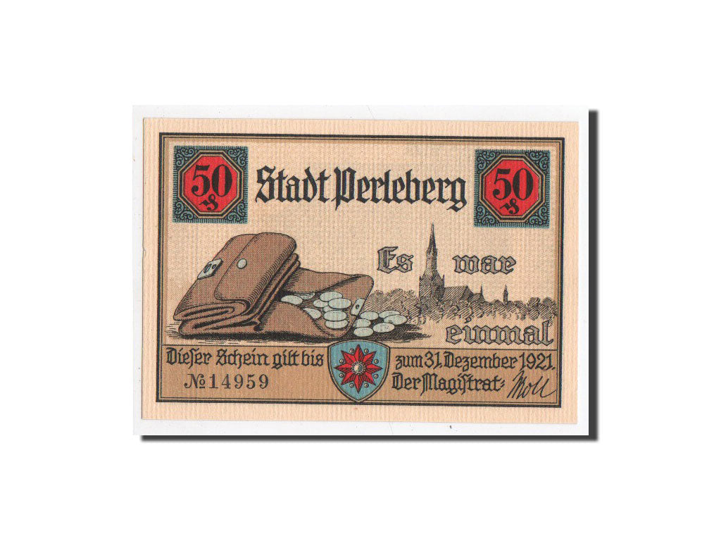 Banknot, Niemcy, Perleberg, 50 Pfennig, cathédrale, O.D, Undated, UNC(65-70)