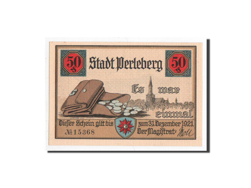 Banknote, Germany, Perleberg, 50 Pfennig, statue, O.D, Undated, UNC(65-70)