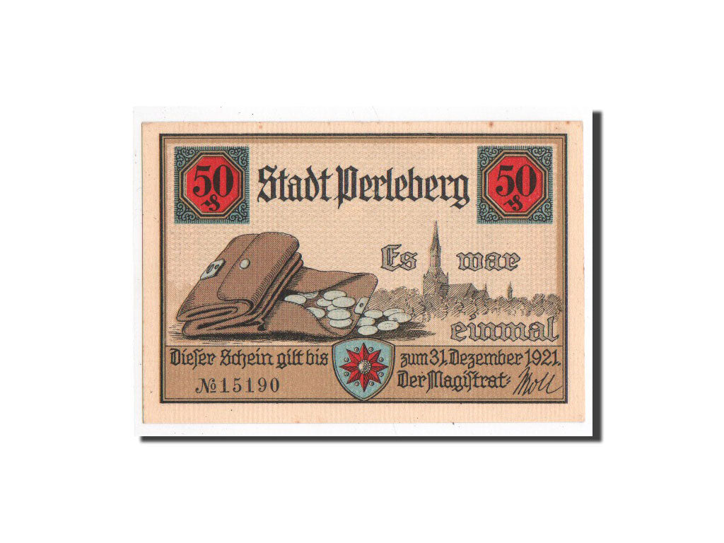 Banknot, Niemcy, Perleberg, 50 Pfennig, Ville, O.D, Undated, UNC(65-70)
