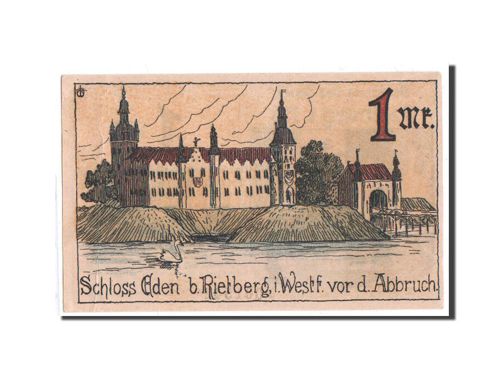 Billet, Allemagne, Rietberg, 1 Mark, paysage, 1921, 1921-05-12, NEUF