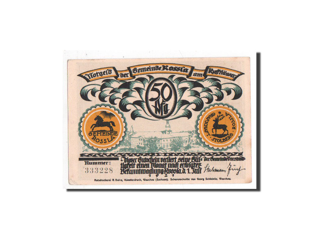 Billet, Allemagne, Rossla am Kyffhaüser, 50 Pfennig, personnage 1, 1921