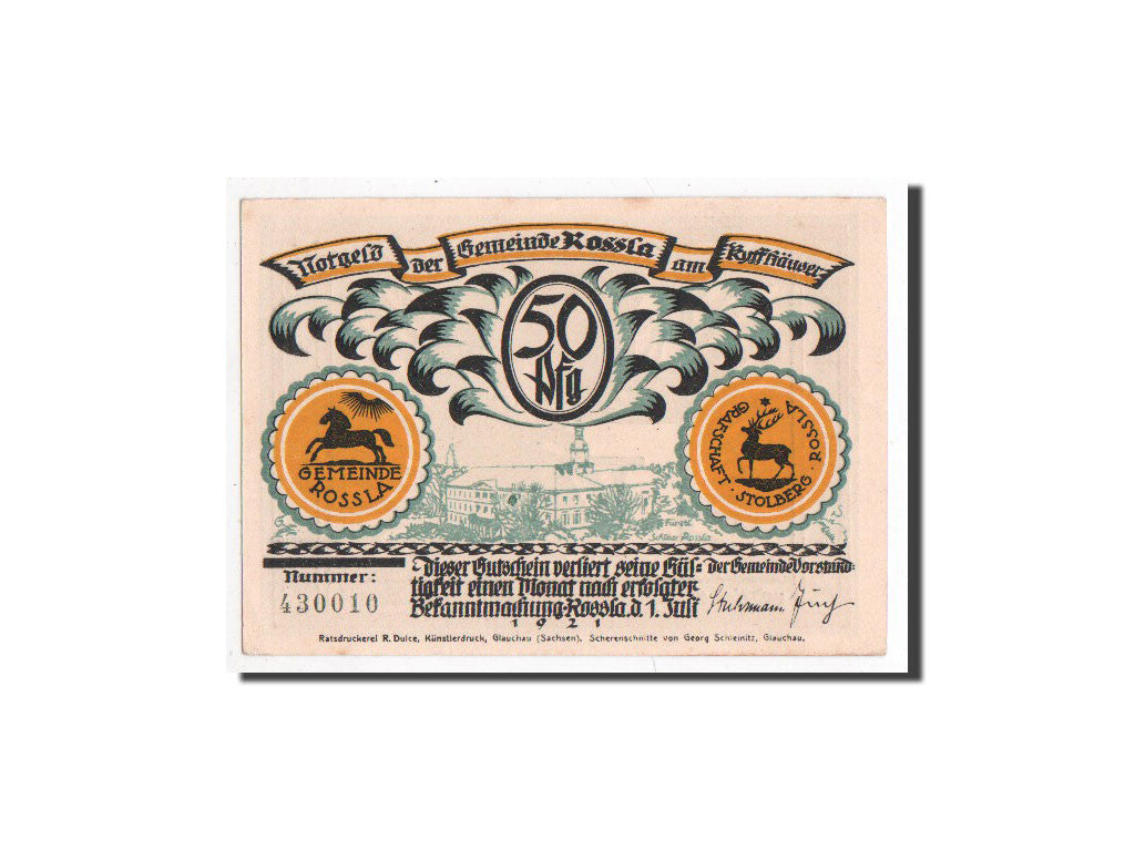 Banknote, Germany, Rossla am Kyffhaüser, 50 Pfennig, personnage 2, 1921