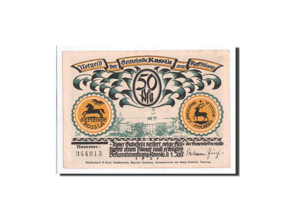 Banknote, Germany, Rossla am Kyffhaüser, 50 Pfennig, personnage 4, 1921