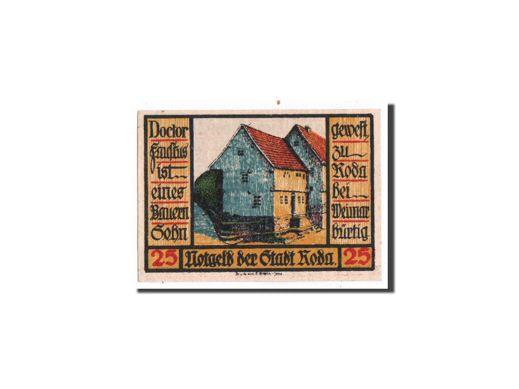 Biljet, Duitsland, Roda, 25 Pfennig, Maison, 1921, 1921-09-30, NIEUW