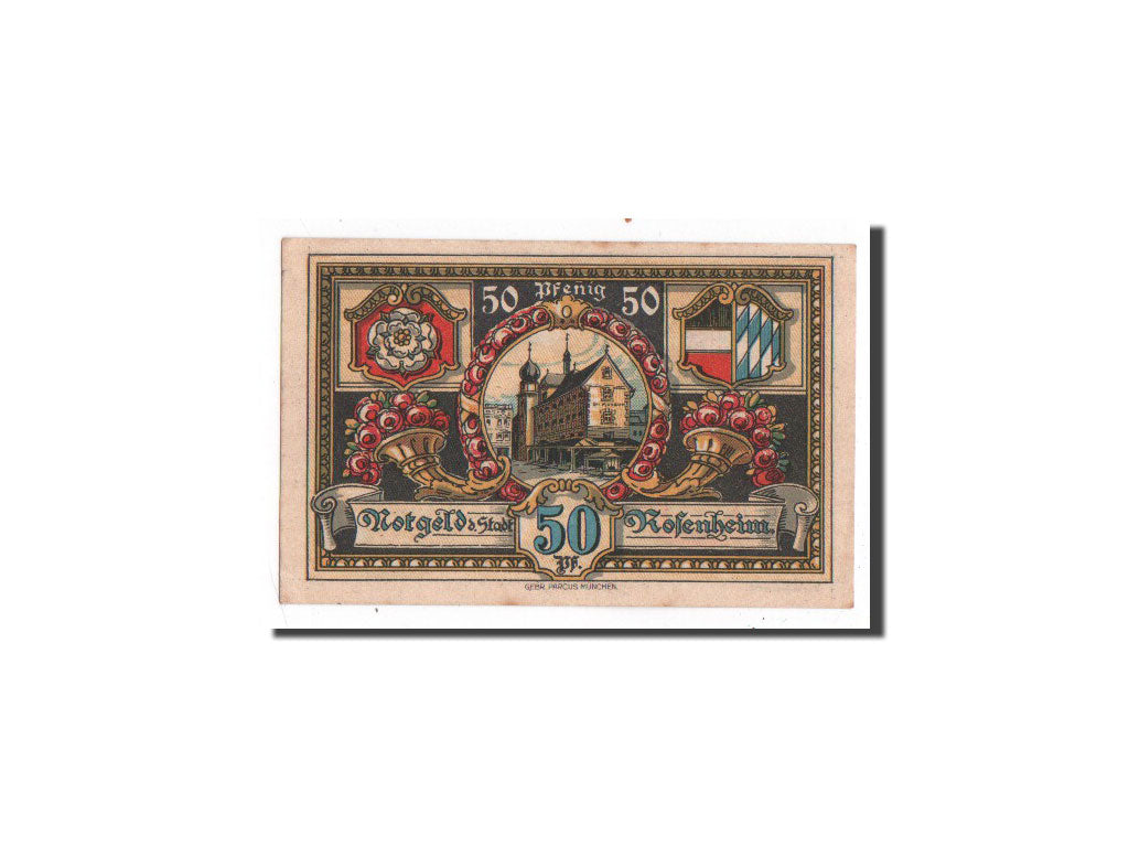 Banknote, Germany, Rosenheim, 50 Pfennig, Monument, 1921, 1921-02-16