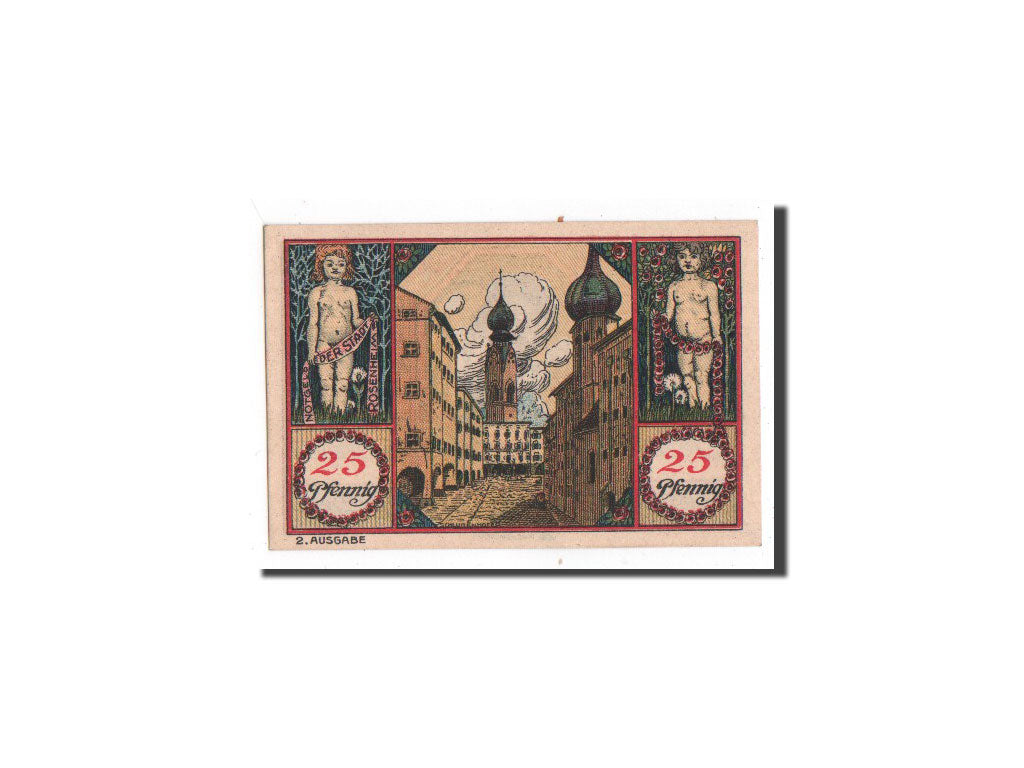 Banknote, Germany, Rosenheim, 25 Pfennig, monument 1, 1921, 1921-02-16