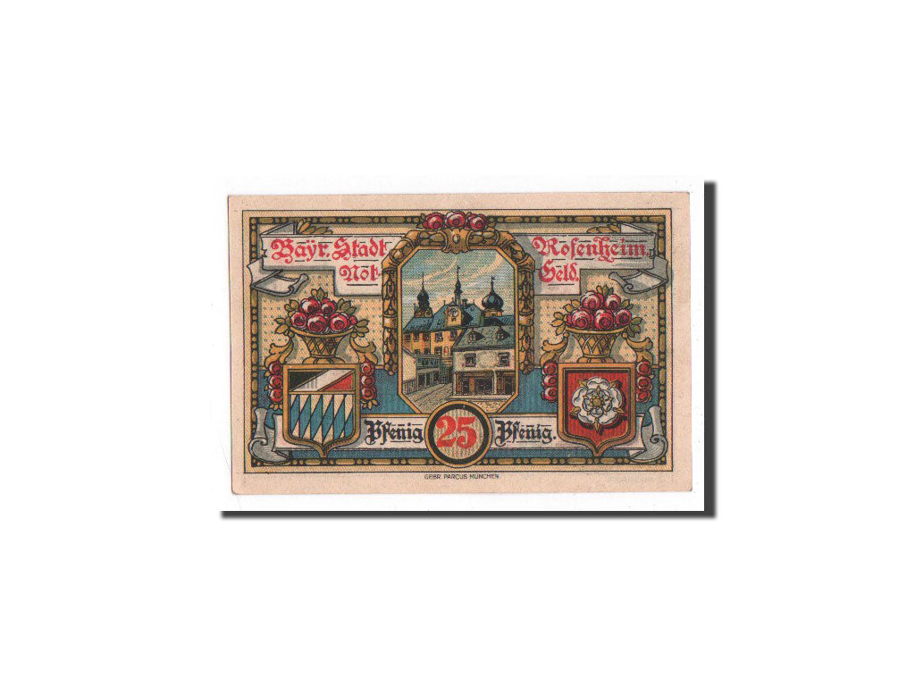 Biljet, Duitsland, Rosenheim, 25 Pfennig, Monument, 1921, 1921-02-16, NIEUW