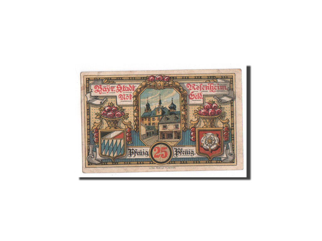 Billet, Allemagne, Rosenheim, 25 Pfennig, Monument, 1921, 1921-02-16, NEUF