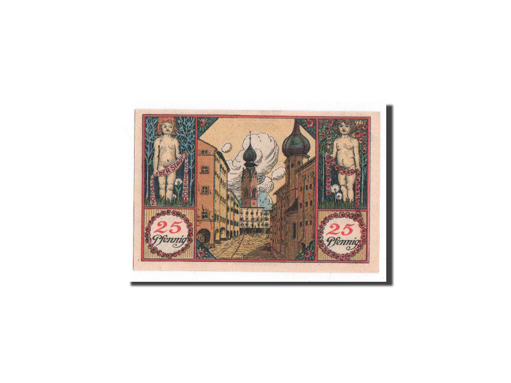 Banknote, Germany, Rosenheim, 25 Pfennig, monument 1, 1921, 1921-02-16