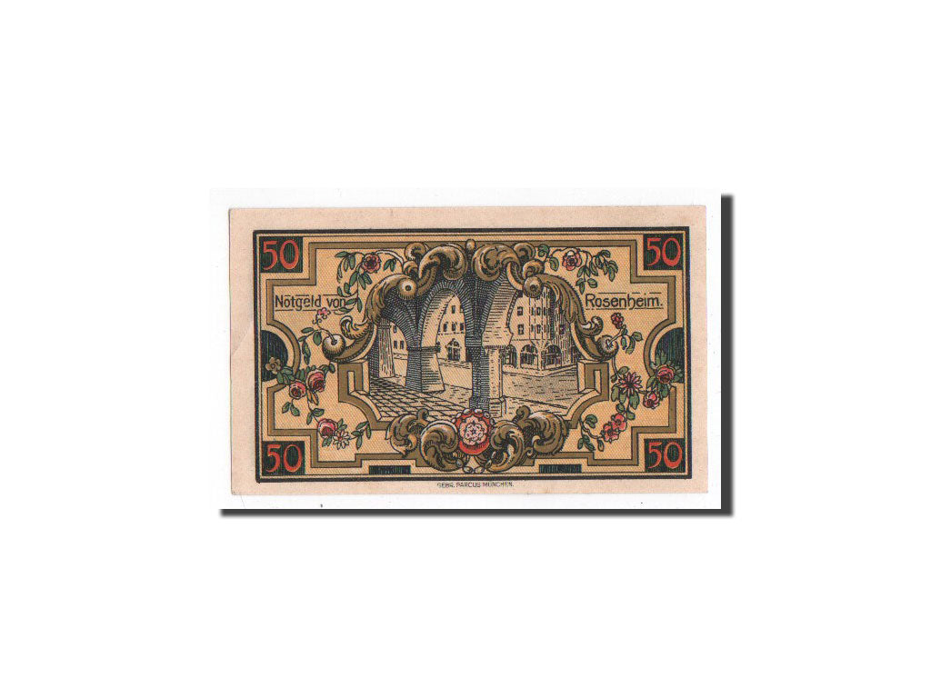 Banknote, Germany, Rosenheim, 50 Pfennig, monument 1, 1921, 1921-02-16