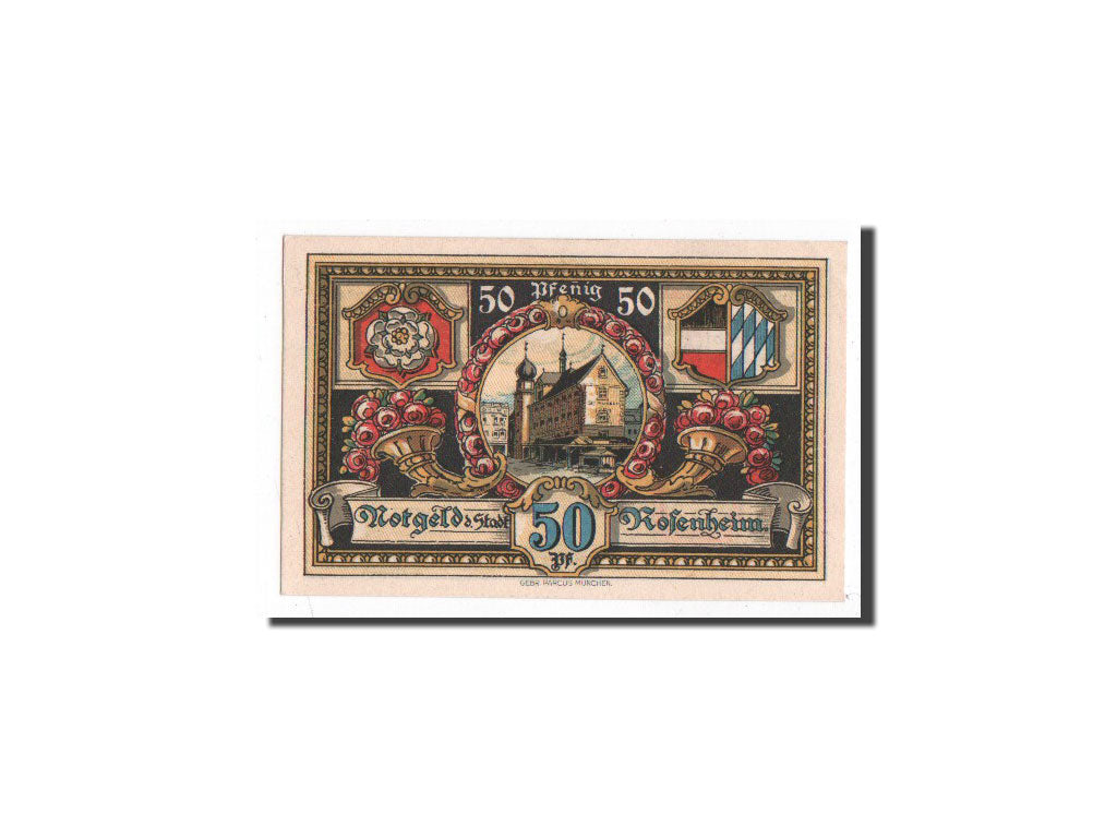 Billet, Allemagne, Rosenheim, 50 Pfennig, Monument, 1921, 1921-02-16, NEUF