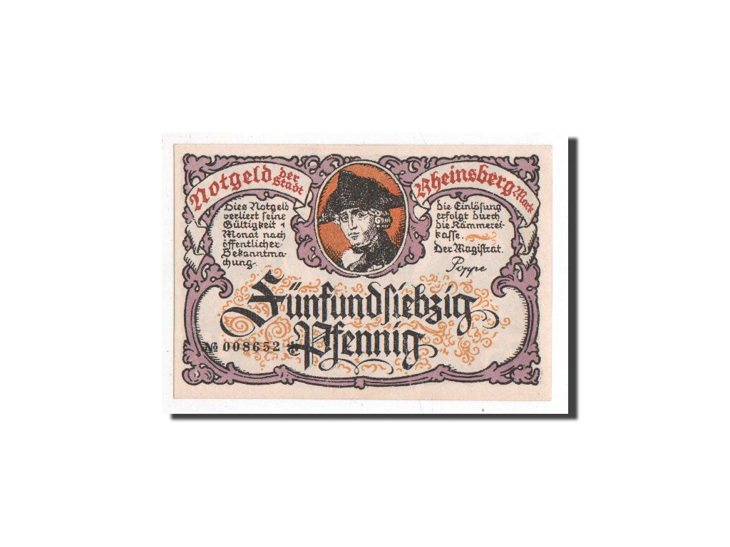 Billet, Allemagne, Rheinberg, 75 Pfennig, personnage, O.D, Undated, NEUF