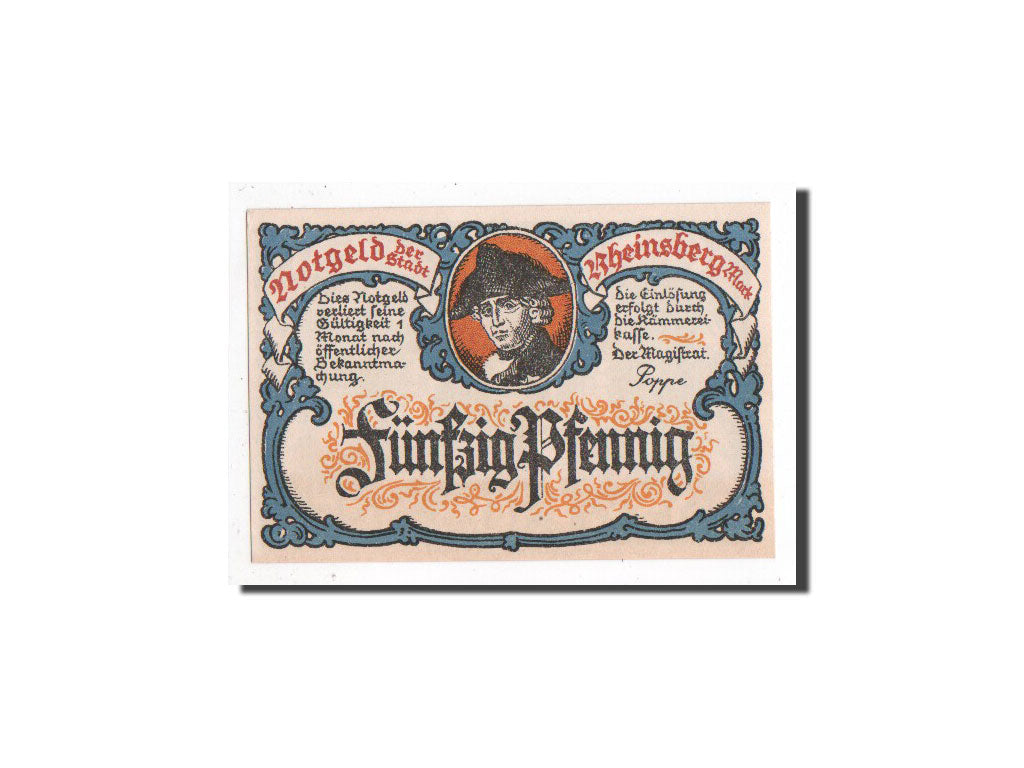 Billet, Allemagne, Rheinberg, 50 Pfennig, statue, O.D, Undated, NEUF