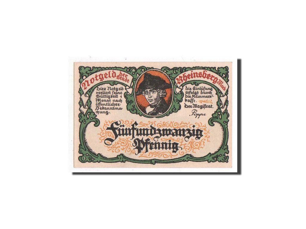 Billet, Allemagne, Rheinberg, 25 Pfennig, Monument, O.D, Undated, NEUF