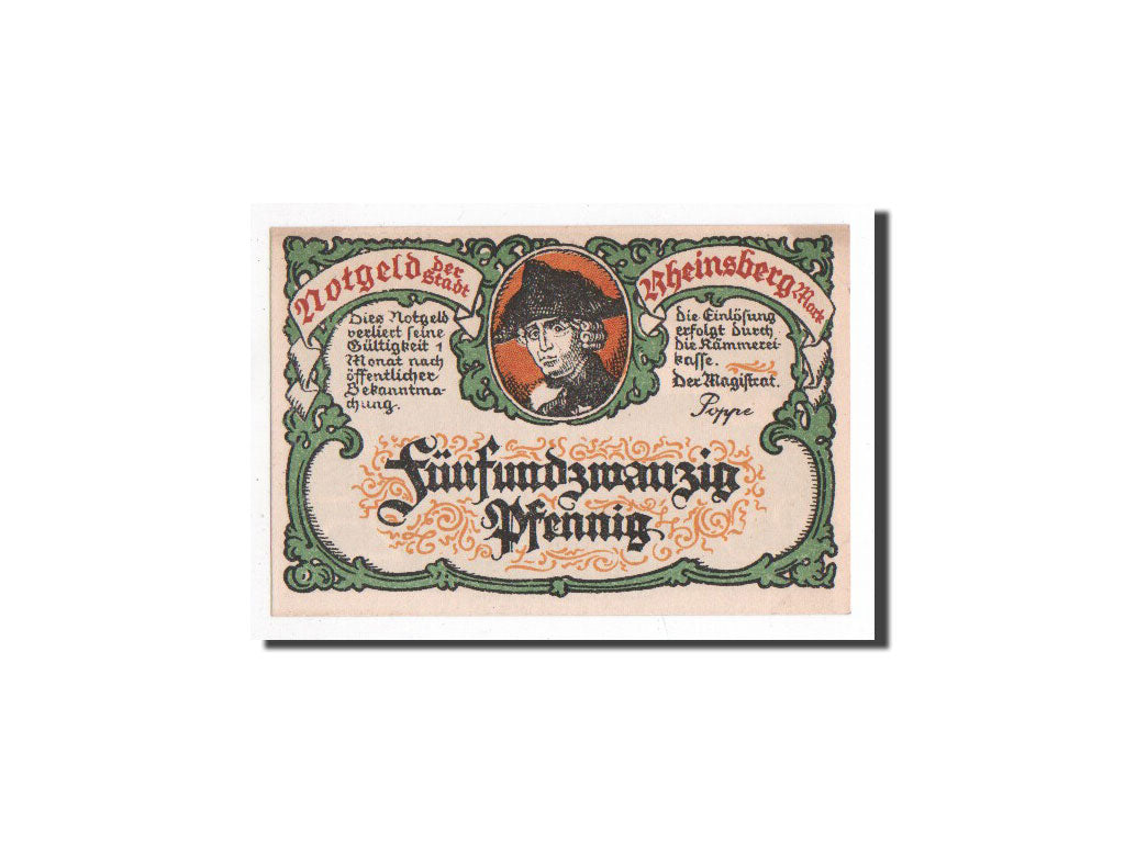 Biljet, Duitsland, Rheinberg, 25 Pfennig, monument 1, O.D, Undated, NIEUW