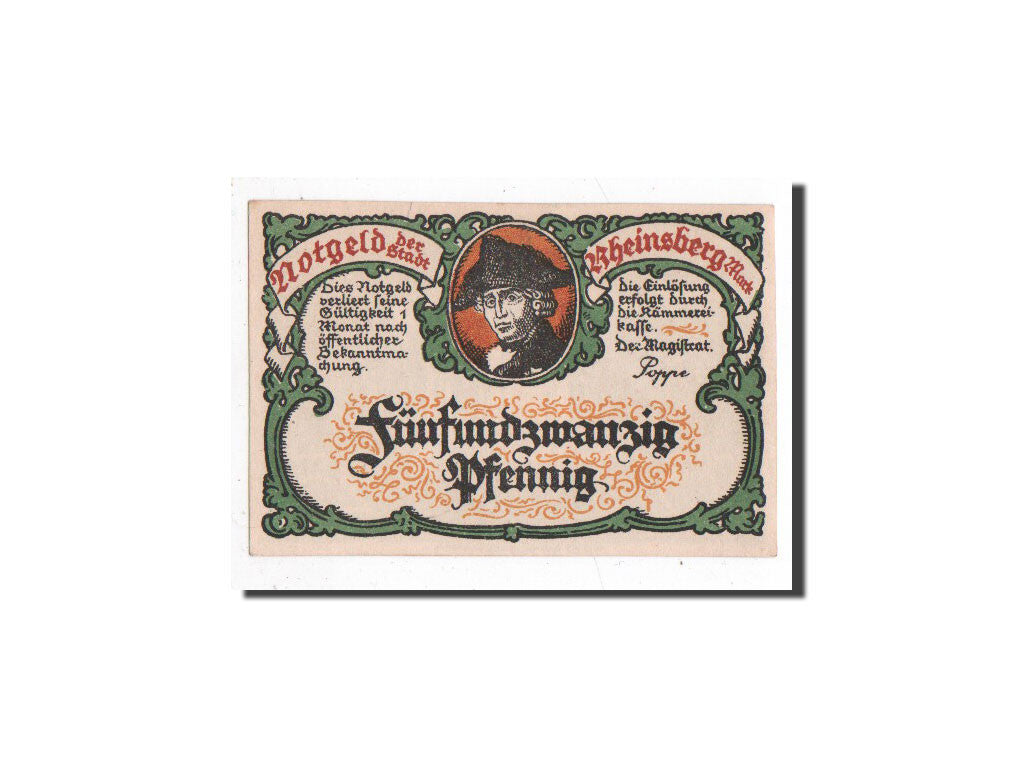 Billet, Allemagne, Rheinberg, 25 Pfennig, monument 2, O.D, Undated, NEUF