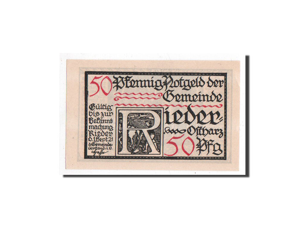 Biljet, Duitsland, Rider a Ostharz, 50 Pfennig, personnage, 1921, 1921-09-01