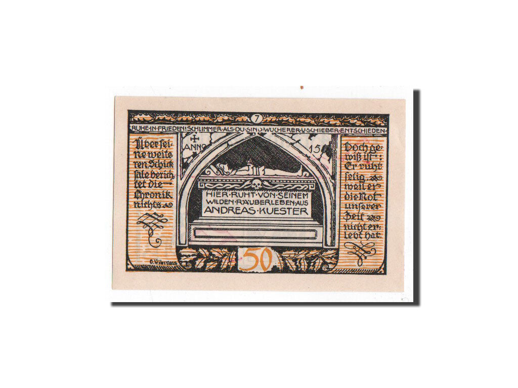 Biljet, Duitsland, Rider a Ostharz, 50 Pfennig, tombeau, 1921, 1921-09-01