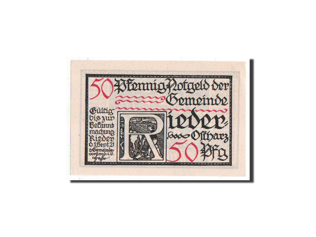 Billet, Allemagne, Rider a Ostharz, 50 Pfennig, cavalier, 1921, 1921-09-01