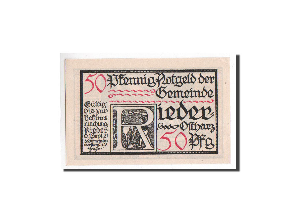 Biljet, Duitsland, Rider a Ostharz, 50 Pfennig, personnage 2, 1921, 1921-09-01