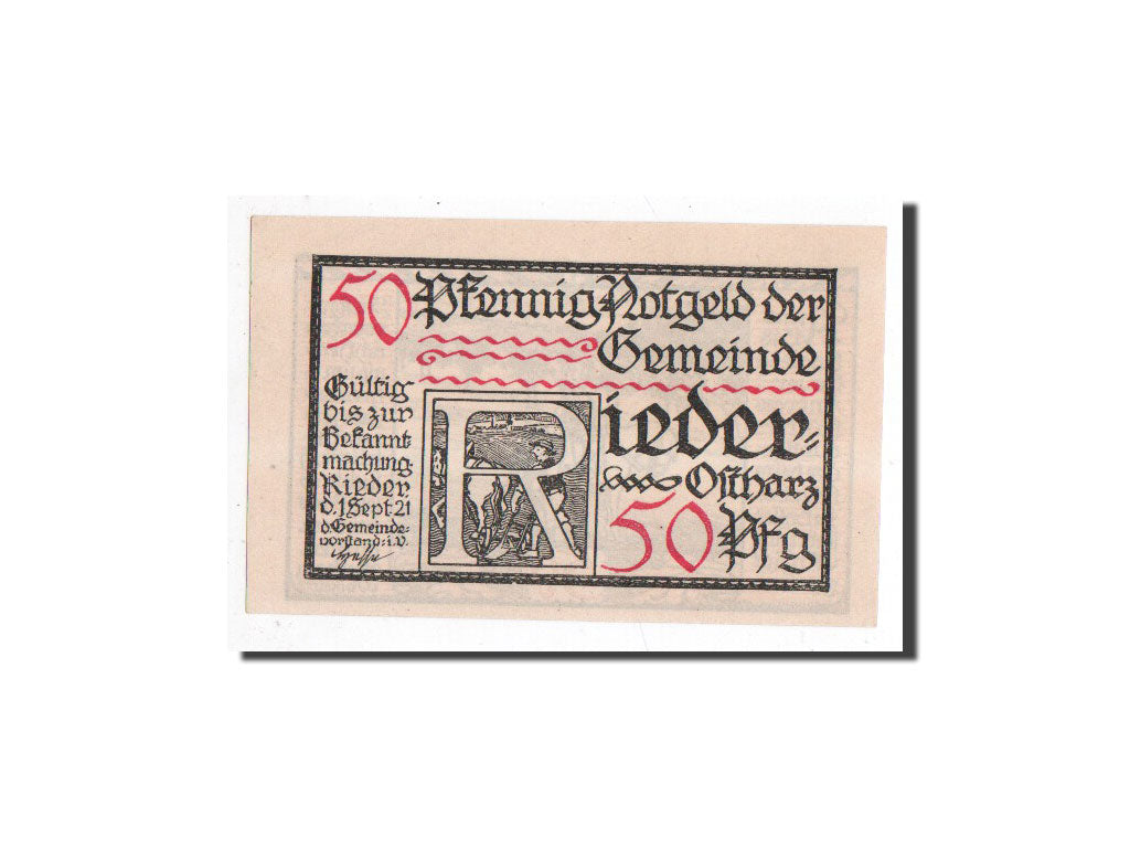 Biljet, Duitsland, Rider a Ostharz, 50 Pfennig, cavalier 1, 1921, 1921-09-01