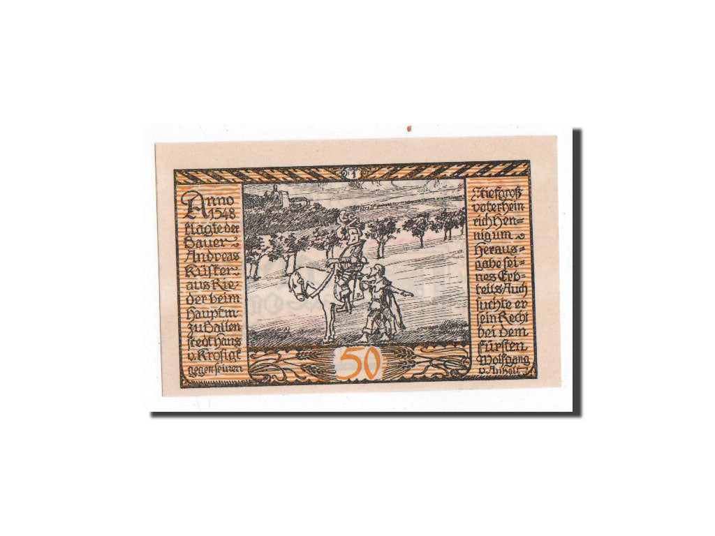 Biljet, Duitsland, Rider a Ostharz, 50 Pfennig, cavalier 1, 1921, 1921-09-01
