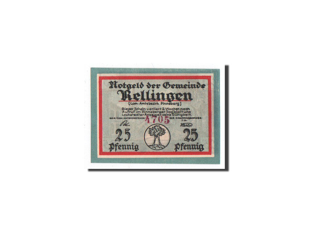 Biljet, Duitsland, Rellingen, 25 Pfennig, paysage, O.D, Undated, NIEUW