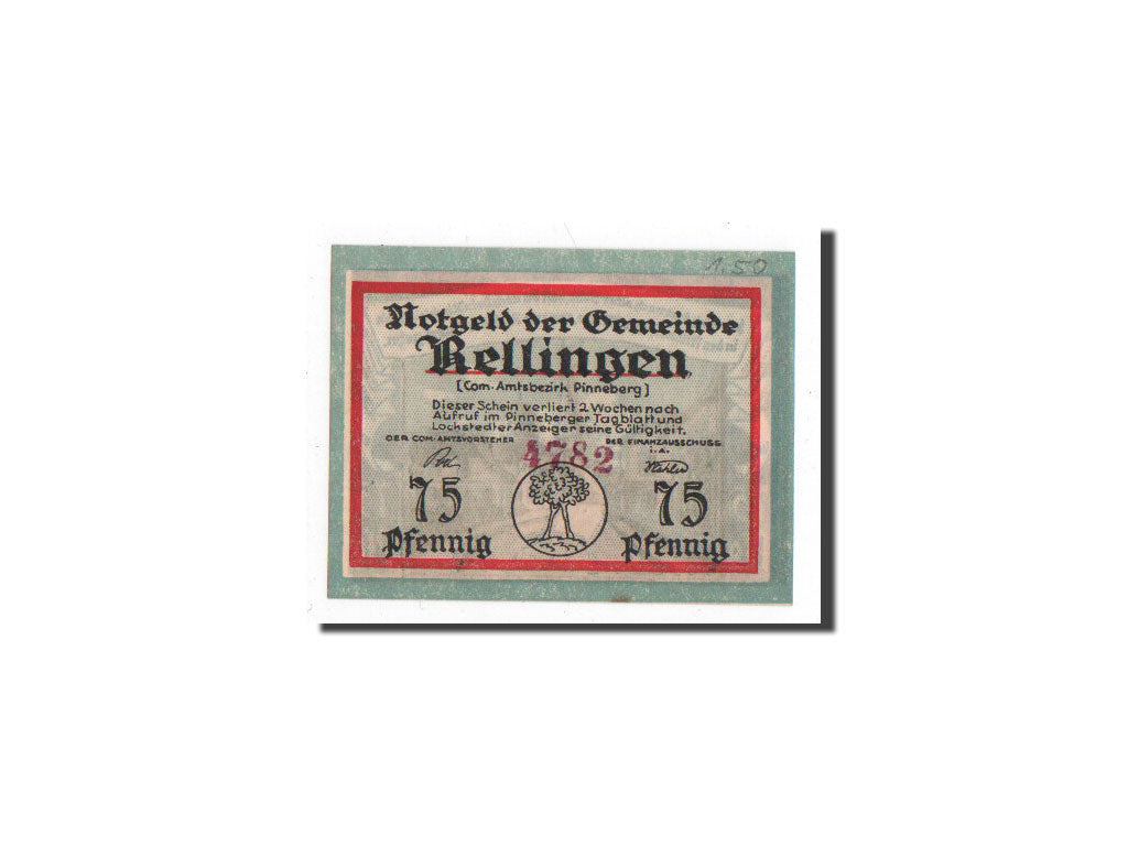 Billet, Allemagne, Rellingen, 75 Pfennig, paysage 1, O.D, Undated, NEUF