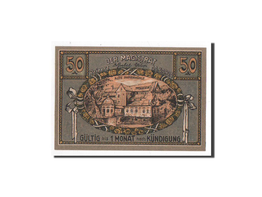 Billet, Allemagne, Reinerz, 50 Pfennig, batiment 1, 1921, 1921-06-01, NEUF
