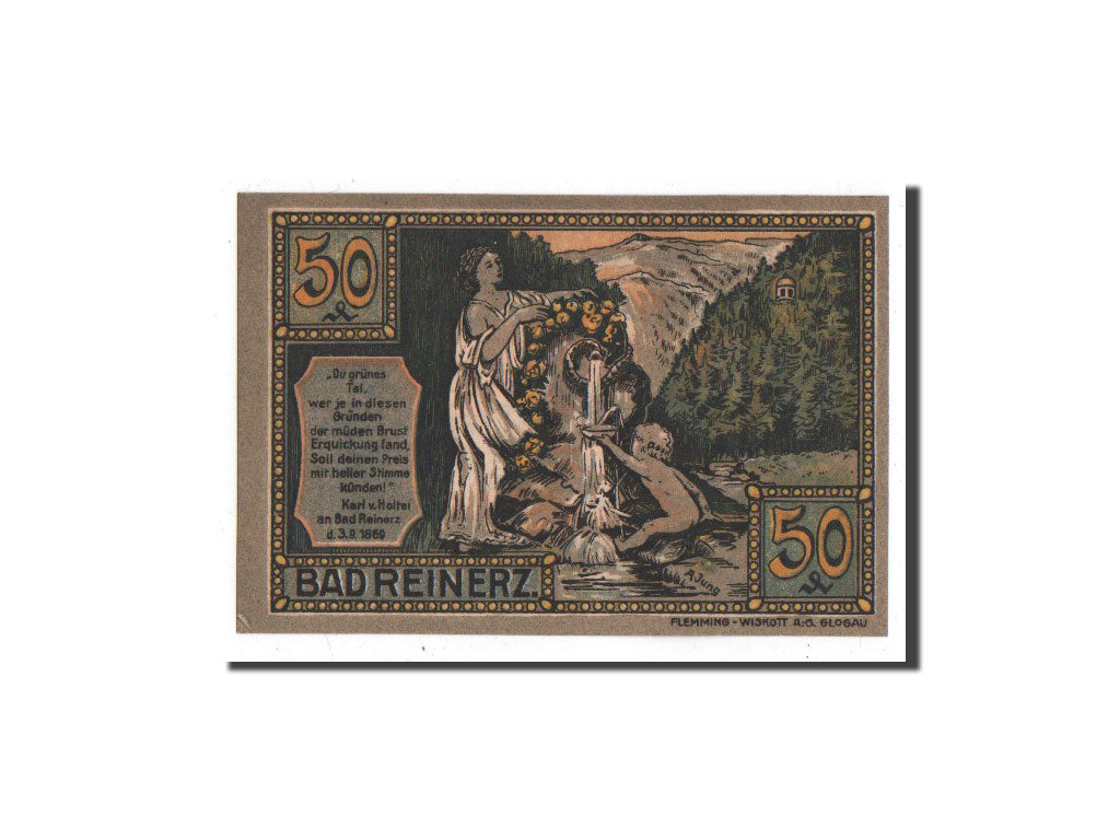 Billet, Allemagne, Reinerz, 50 Pfennig, paysage 1, 1921, 1921-06-01, NEUF