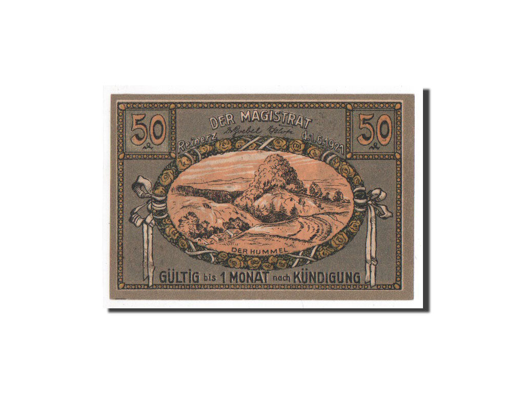 Billet, Allemagne, Reinerz, 50 Pfennig, paysage 2, 1921, 1921-06-01, NEUF