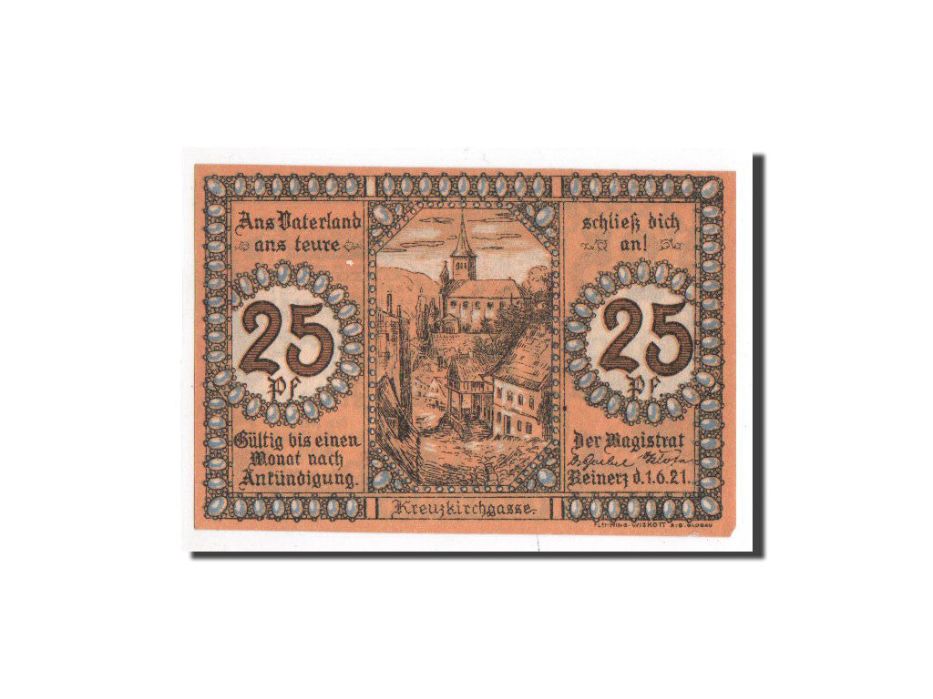Billet, Allemagne, Reinerz, 25 Pfennig, Batiment, 1921, 1921-06-01, NEUF