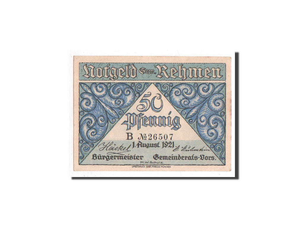 Billet, Allemagne, Rehmen, 50 Pfennig, paysage, 1921, 1921-08-01, NEUF