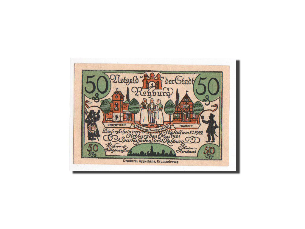 Billet, Allemagne, Rehburg, 50 Pfennig, personnage 2, 1921, 1921-05-01, NEUF