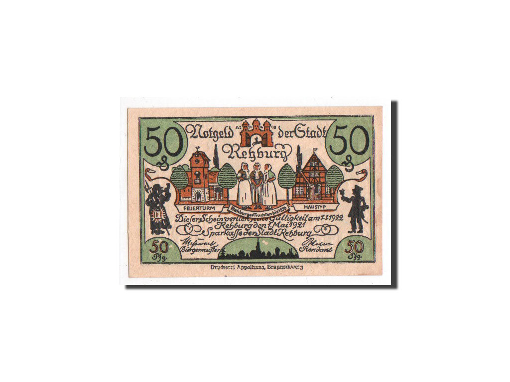 Billet, Allemagne, Rehburg, 50 Pfennig, personnage 4, 1921, 1921-05-01, NEUF
